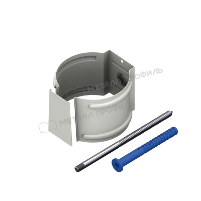 Держатель трубы  на кирпич Д100 (Хомут со штырем  ) (Казань)9003 сигнально-белый